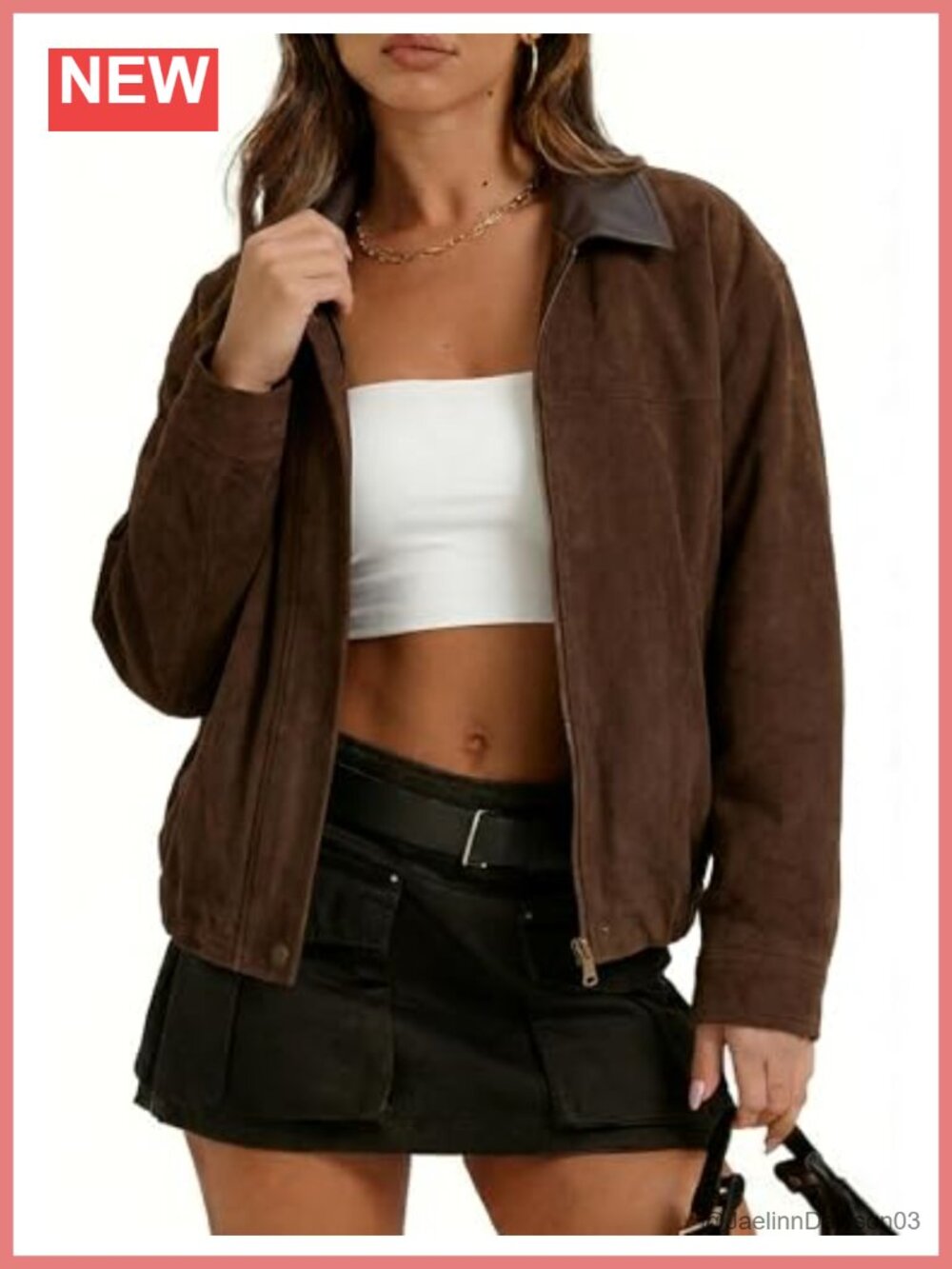 Faux Suede Leather Jacket Oversized Bomber Moto Coat Women's
